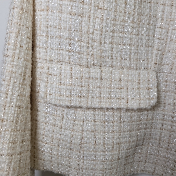 Talbots NWT Cream Gold Metallic Tweed Blazer Plus 18 Old Money Quiet Luxury Coat - Picture 8 of 11